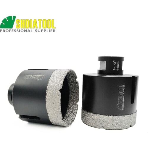 SHDIATOOL 2-1/2" Vacuum brazed diamond Dry drilling bits with 5/8-11 connection Diameter 65mm porcelain tile stone Masonry