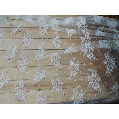 White Black Lace Fabric Manual DIY Embroidery 150CM Household Clothing Dress Fabric Curtain Wedding Cloth Art Material