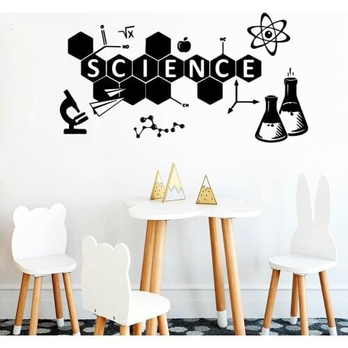 Free shipping Chemical Experiment Cartoon Wall Decals Pvc Mural Art Diy Poster For Kids Room Living Room Home Decor Wall Art
