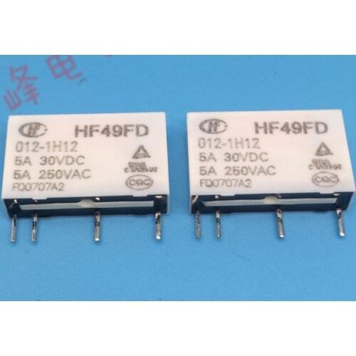 Free Shipping 100% new original relay 10pcs/lot HF49FD-012-1H12 HF49FD 012-1H12 DC12V 5A 4PIN Can replace JZC-49FA-012-1H1