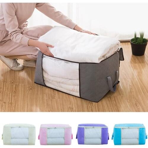 Large Storage Bags 80L Clothes Storage Bins Foldable Closet Organizers Storage Containers with Durable Handles Household JW