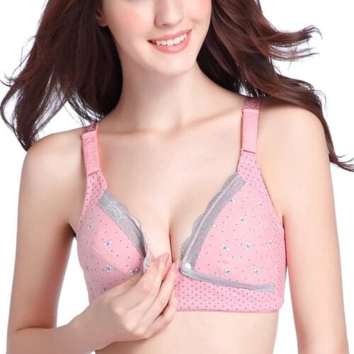 Women Pregnant Nursing Bra Maternity Clothings Cotton Nursing Sleep Bra For Breastfeeding Wire Free Front Button Clip Down Bras