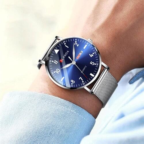JLANDA Mens Fashion Watches Ultra Thin Men Business Stainless Steel Mesh Belt Quartz Watch Luminous Clock Relogio Masculino 6505