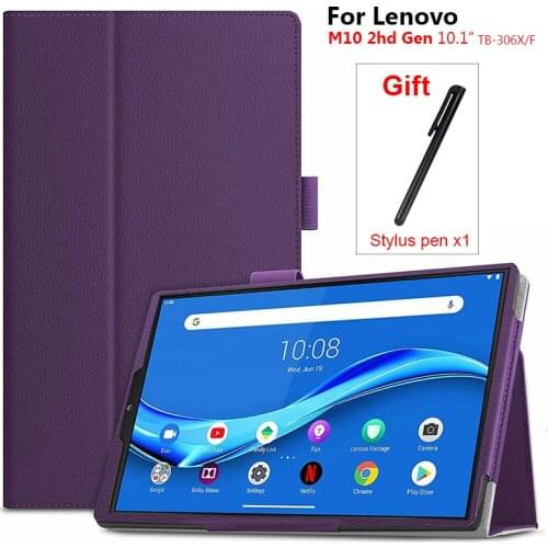 For Lenovo Tab M10 HD 2nd Gen (TB-X306X) 10.1"Case, Litchi PU Leather Case Cover for M10 HD 2nd TB-X306F/X306X Tablet Case
