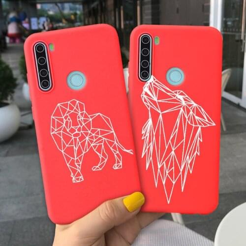 Line Animal Lion Wolf Red TPU Phone Case for Redmi Note 8 8T 9 S Pro Max Silicone Protective Cover