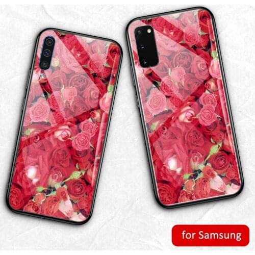 MimoseCase for Samsung s8 Case Red Rose Glass Cover for Samsung Galaxy Note 8 9 10 plus S8 S9 S10 s20 plus s20 Ultra S10e