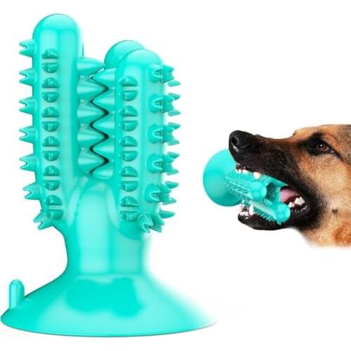 D7YB Dog Chew Toy Bite-Resistant Cactus for Small to Large Dogs Pet Molar Stick Non-toxic Safe TPR Teeth Cleaning 2 Colors