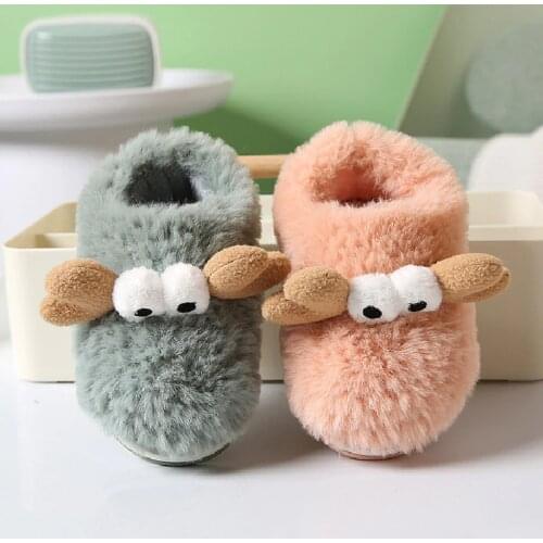 Children Winter Home Slippers Boys And Girls Unisex Furry Slides 2020 New Arrival Animal Deer Slippers Warm Toddler Shoes