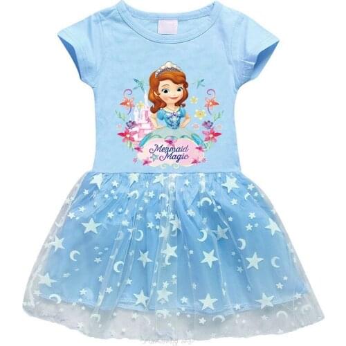 Disney Girls Princess Dress Kids Teen Cartoon sofia Print Children Vestidos Girls Tutu Summer Christmas Costume Dress