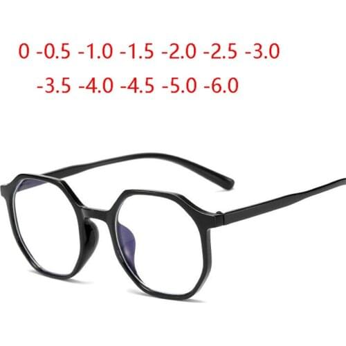 Women Men Student Polygon Nearsighted Glasses Finished Ultralight PC Frame Short-sight Eyewear Prescription -0.5 -1.0 To -6.0