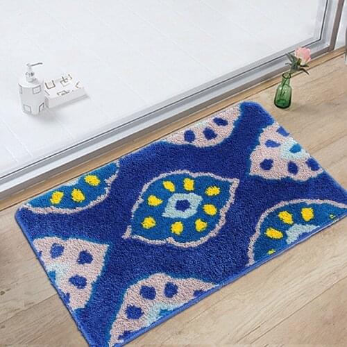 Household Bathroom Mat Flocking Large Size Door Bathroom Bedroom Living Room Anti-Slip Stepping Carpet Floor Mat