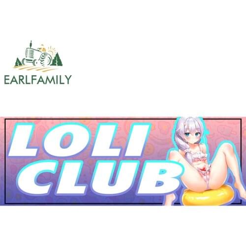 EARLFAMILY 13cm x 5cm For Loli Club Waterproof Vinyl Car Stickers Auto Air Conditioner Bumper Decal Sunscreen Car Door Protector