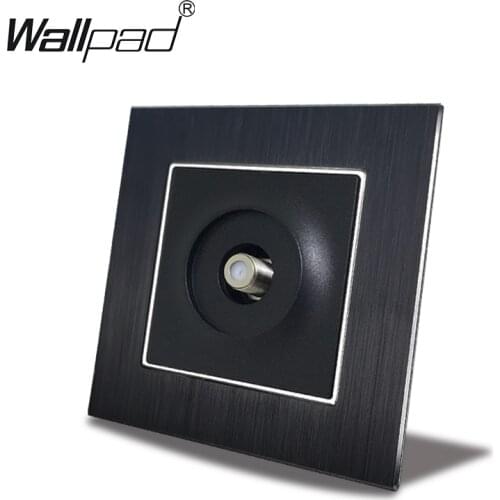 EU Satellite Socket Wallpad 110V-240V AC Black Metal Aluminium Chrome Plate TV Satellite Outlet with Claws