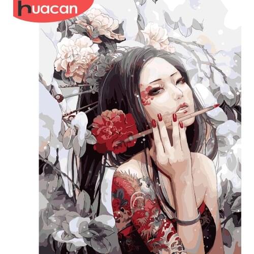 HUACAN Pictures By Numbers Flower Girl HandPainted Coloring Drawing Kits Canvas Oil Painting DIY Home Decoration Gift SZHC711