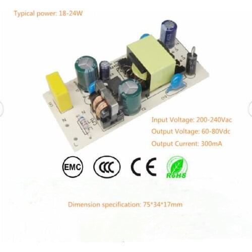 18-24W AC200-240V DC60-80V 300mA isolation power supply E27 candle bulb LED drive power supply Free Shipping