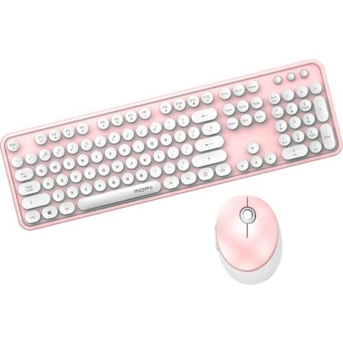 Wireless Keyboard Mouse Kit 2.4G Office Home Girl Gift 104 Keys Round Keycap Cute Pink Blue Green Red Black White For PC Laptop