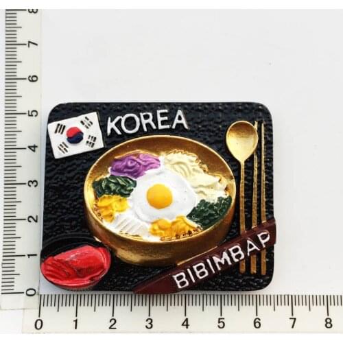 Korea Bibimbap)Fridge Magnet,Creative Travel Commemorate Crafts 3D Ornaments Magnetism Resin Material Refrigerator Stickers