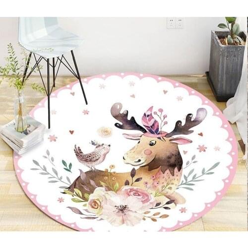 Modern Home Decoration Carpet Round Fashion Cartoon Printing Picture Round Living Room Carpet Bedroom Floor Mat Non-slip Mat