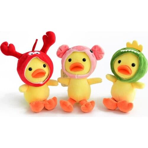Cute Yellow Duck Plush Toy Animal Duck Cosplay Pig Dinosaur Stuffed Doll Small Bag Pendant Keychain Gift