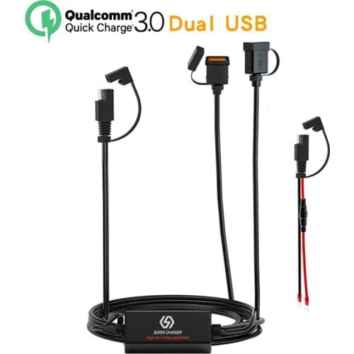 Motorcycle USB Fast Charger SAE To USB Adapter Quick Disconnect Plug Waterproof 36W QC3.0 Quick Charge 3.0 Built-in Smart Chip