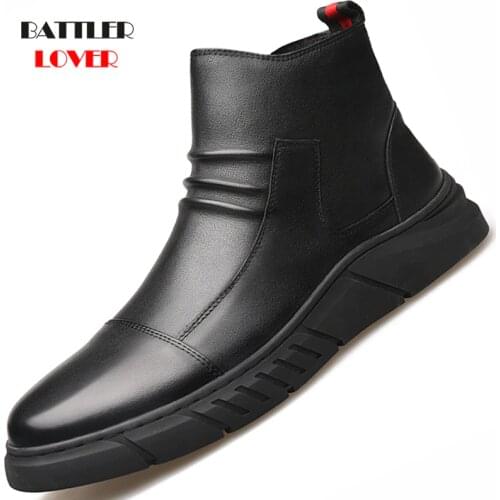 2019 men shoes designer Genuine Leather 100% wool lining winter Keep warm outdoor Ankle Boots Mens Snow Boots Casual Sneakers