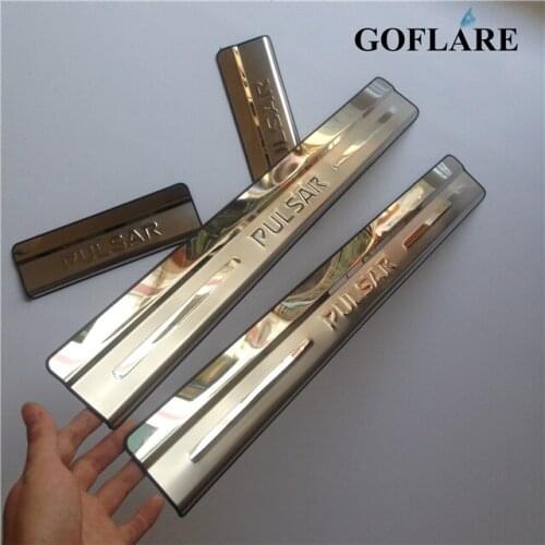 For Nissan 2014-2018 Pulsar C13 auto door sills plate entry scuff plate Covers car styling stickers accessories stainless steel