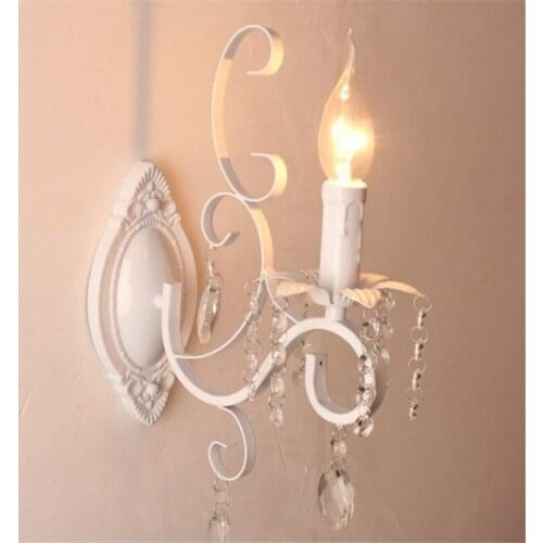 Retro Loft wall lamp white black iron crystal deco wall lighting fixture forbedroom restaurant aisle pub cafe Lantern sconce