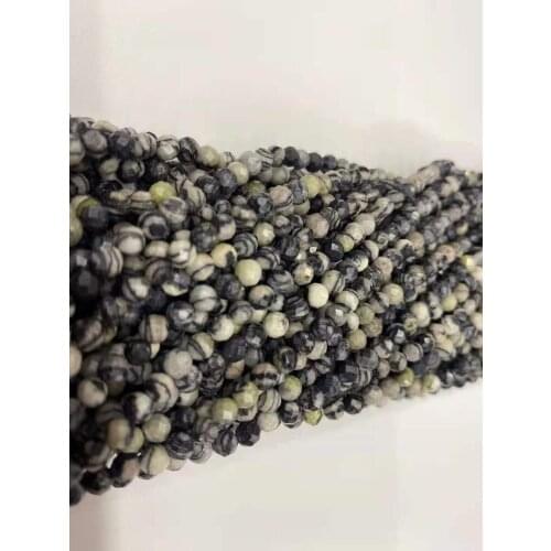 AAA natural black network spherical cutting 2mm / 3mm / 4mm gem jewelry DIY boutique 38cm long