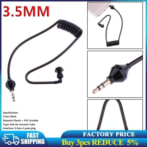 3.5mm In Ear Anti-radiation Earphone Monaural Headphone Air Tube Stereo Flexible Headset Black