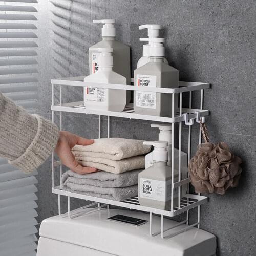 New Double-layer Toilet Rack Toilet Shelf Toilet Rack Free Punching Bathroom Storage Rack Bathroom Organizer and Storage