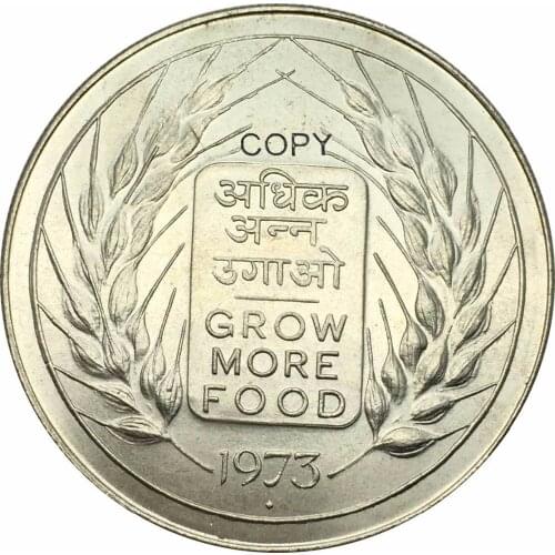New Products India Coin 1973 Grow More Food 20 Rupee Brass Nickel Plated Copy Coins