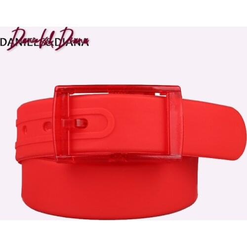 Multicolor Silicone Waistband for Both Men and Women Leather Belt Plastic Buckle Candy-Colored