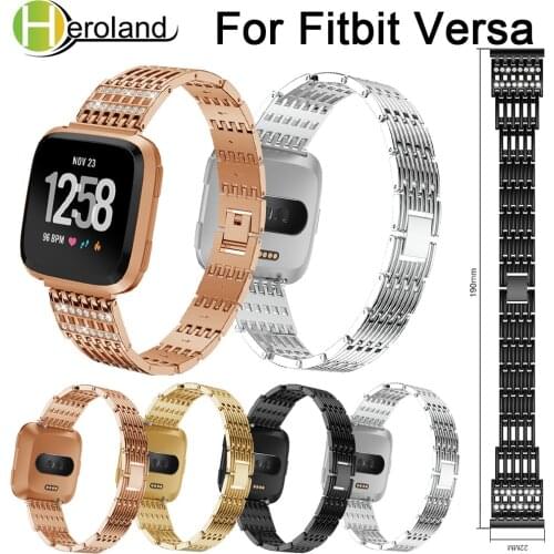 Stainless Steel Watch Band For Fitbit Versa band metal Smart Strap Wrist Band Replacement Crystal bracelet 2018 new Accessories