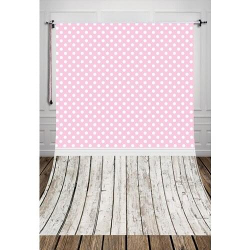 Pink White Polka Dot Wood Background polyester or Vinyl cloth High quality Computer print party backdrop