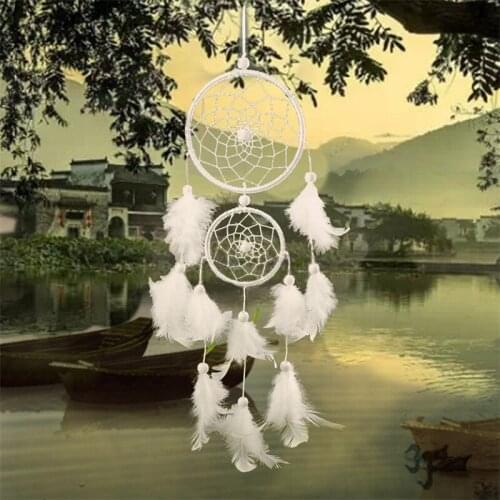 Handmade Feather Dream Catchers Wall Car Hanging Outdoor Wedding Decorations Ornament White Dreamcatcher Bedroom Room Decor