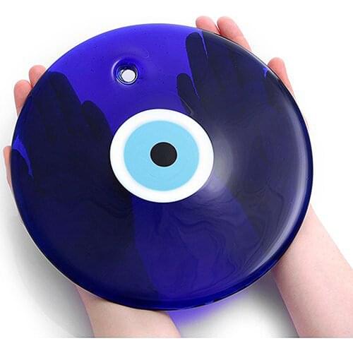 Blue Evil Eye Bead Glass Oval Pendant Devil Protection Turkish Handmade Large Amulet Wall Hanging Talisman Traditional