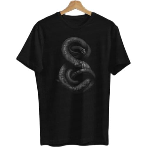 Unisex Tshirt Men-women Unisex Women-men Gray Snake Design Black Round Neck T-shirt Plus size XS-5XL