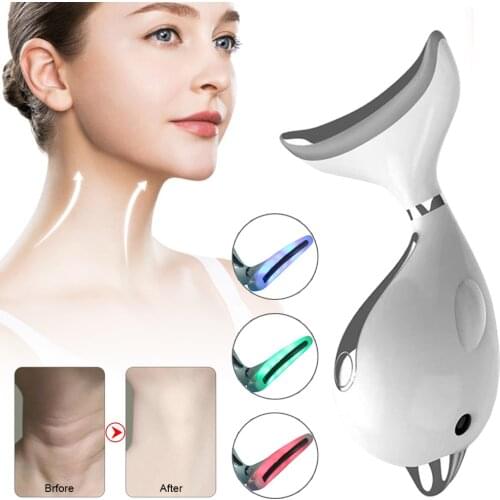 Neck Anti Wrinkle Face Lifting Beauty Device LED Photon Therapy Skin Care EMS Tighten Massager Rechargeable Anti-Aging Neck Devi