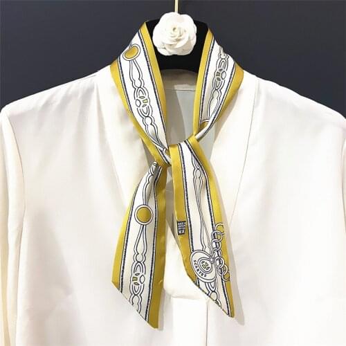 Spring Skinny Scarf For Women Luxury Brand Chain Bag Scarves 2021 New Design Summer Neckerchief Silk Scarf For Ladies
