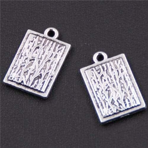 WKOUD 15pcs Antique Sliver branch square Charm Pendant DIY Necklace Bracelet Bangle Findings 13x20mm A419