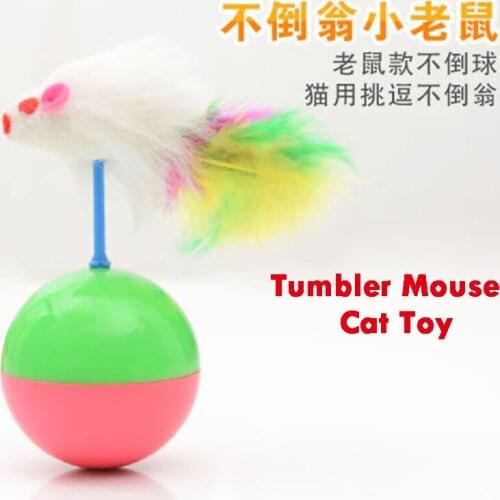 Funny Tumbler Mouse Toys for Cat kitten Cat Toy Fur Plush Mouse Tumbler Mice Plastic Toys Balls Cat Training Toys