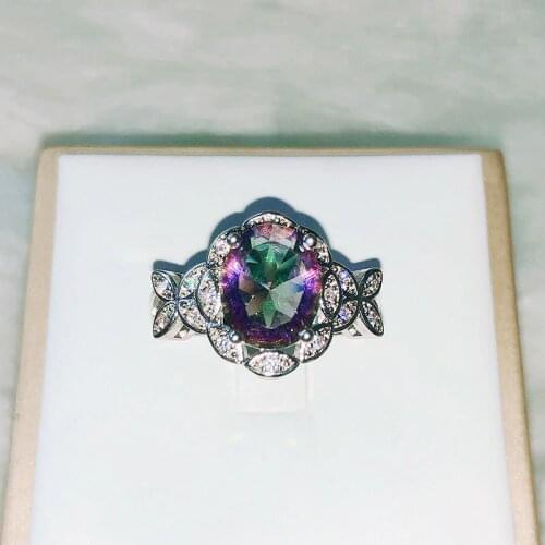 Gradient Colorful Rainbow Butterfly Ring Personality Fashion Ladies Jewelry Romantic Wedding Ring