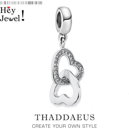 Summer Style 925 Sterling Silver Double Heart Pendant Luxury Jewelry Love Heart Charm Valentines Day Wedding Jewelry