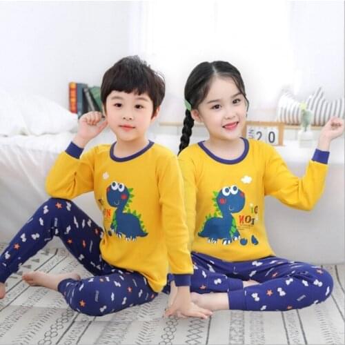 Sale-Winter Kids Thermal Underwear Boys Girls Pajamas Set Autumn Winter Warm Child Pajamas Cotton Long Johns Children Clothes