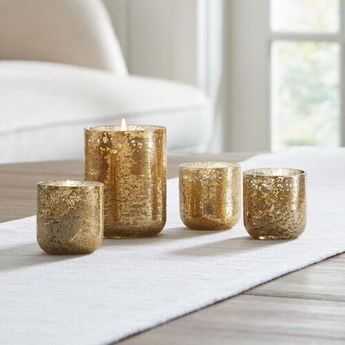 Golden Glasses Candle Holders Nordic Modern European Style Candle Holders Bowl Dining Table Mum Tutucu Wedding Decor EI50CH