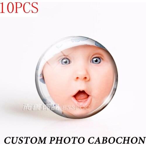 10 Pcs 25 MM Handmade Personalized DIY Round Glass Cabochon Custom Photo Making Necklace Keychain Gift (Support 2 Picture)