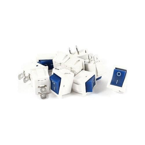 Free shipping10 x KCD1 AC 250V 6A 125V 10A 2Pin SPST Power ON/OFF Panel Rocker Switch Blue