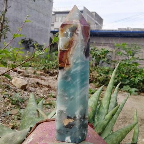18cm Large Natural Caribbean Calcite Crystal Chakra terminator Points Pillar Polished Healing Quartz Stones Tower For Decor 1pcs