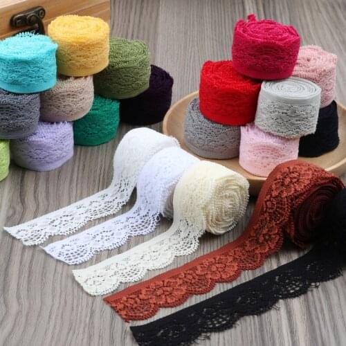 2.5cm Wide Elastic lace Garment decorative lace fabric hand DIY Clothing accessories Material