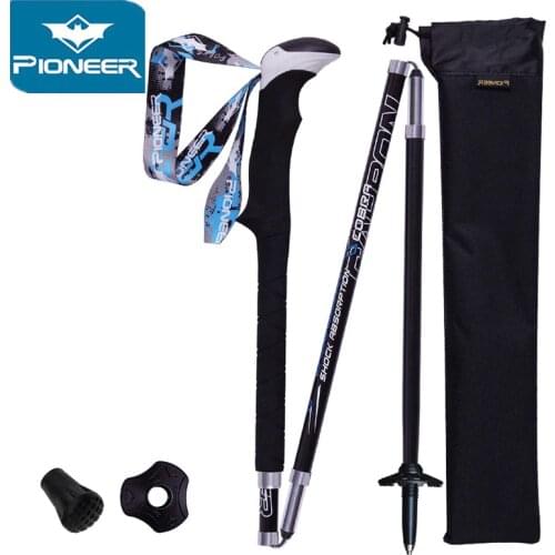 2pcs/lot Carbon Fiber Folding Sticks Quick Lock Compact Ultra-light Camping Hiking Walking Stick Alpenstock Trekking Cane